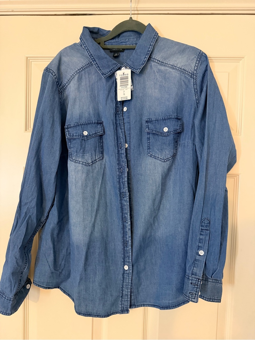 Torrid Denim Button-Down Shirt - Blue